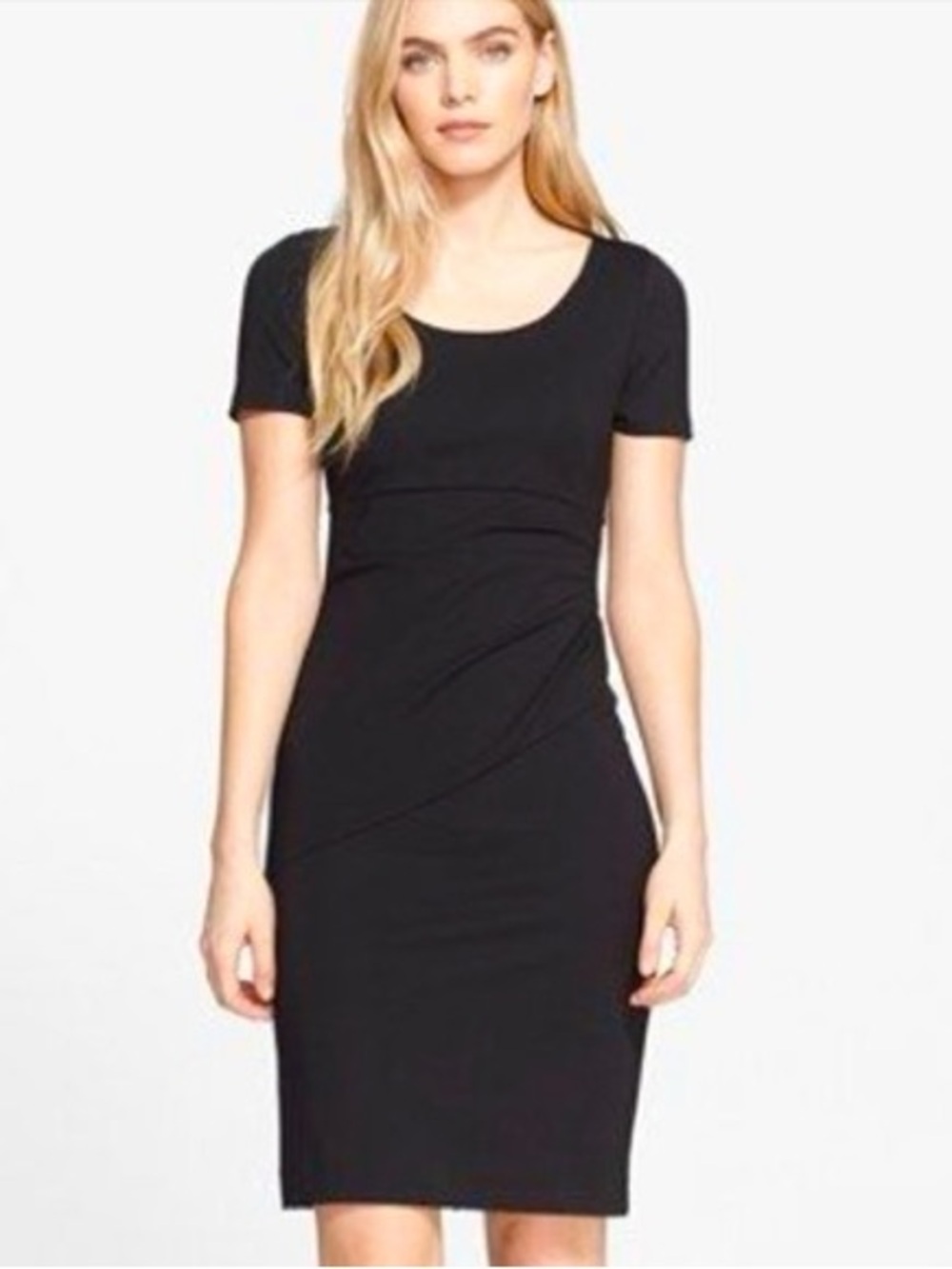 Diane von Furstenberg DVF Classic Black Ruched Sheath Dress Size 10 LBD